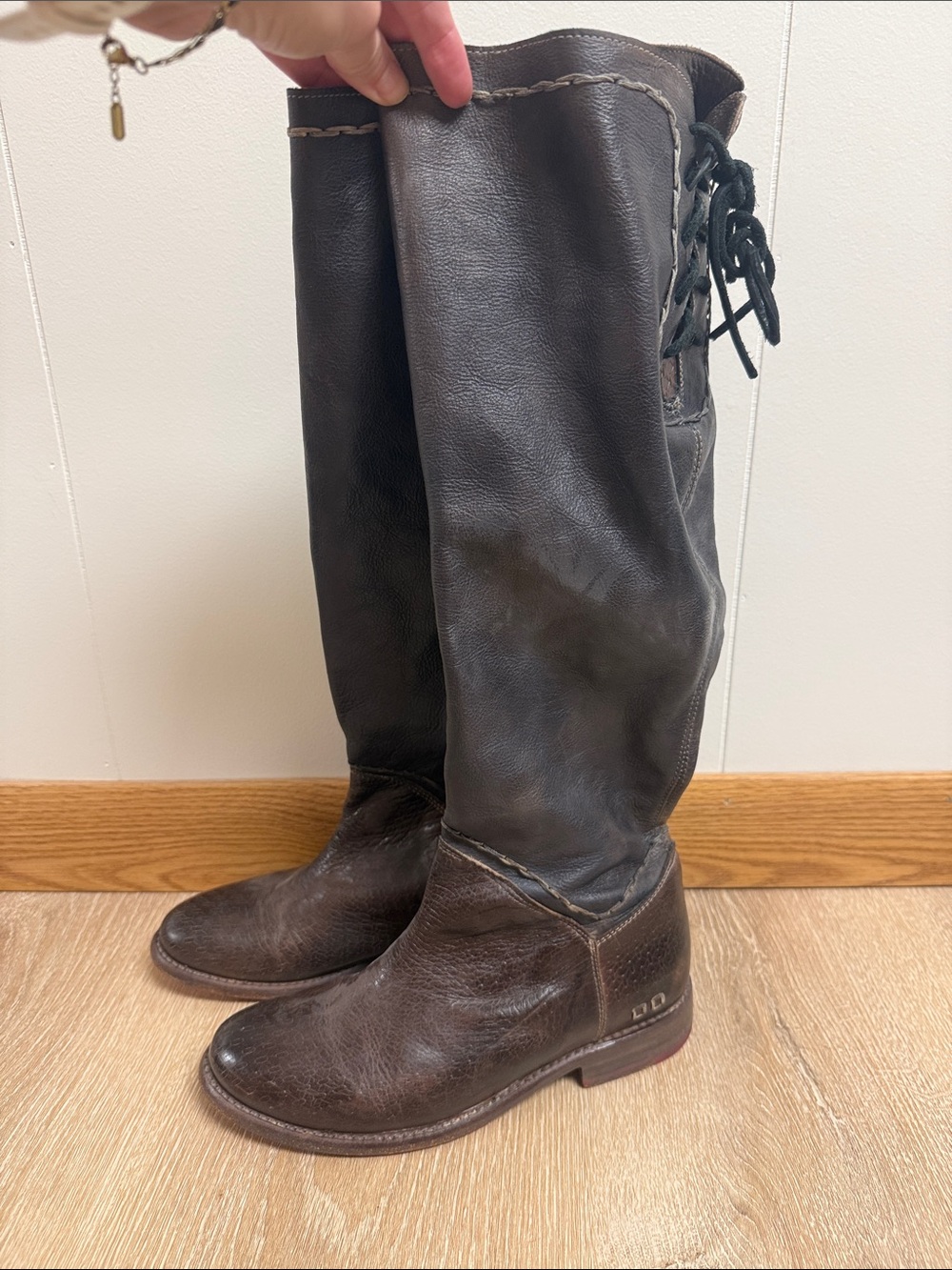 Bed Stu Tall Leather Riding Boots - Dark Brown/Black